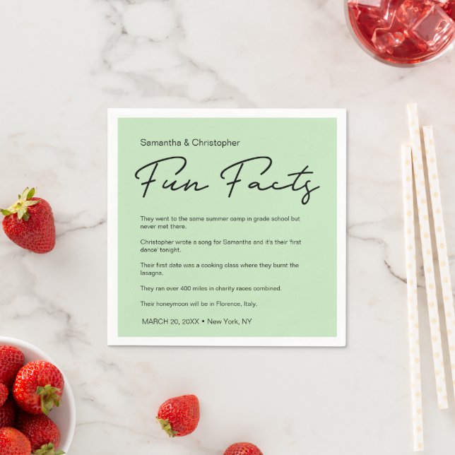 Mint Green Custom fun fact Personalised Napkin (Insitu)