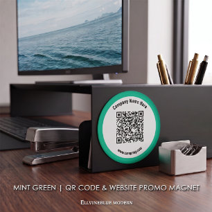 Mint Green Custom QR Code & Website Promo  Magnet