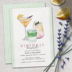 Mint Green   Cute Cocktail Party Birthday Brunch Invitation