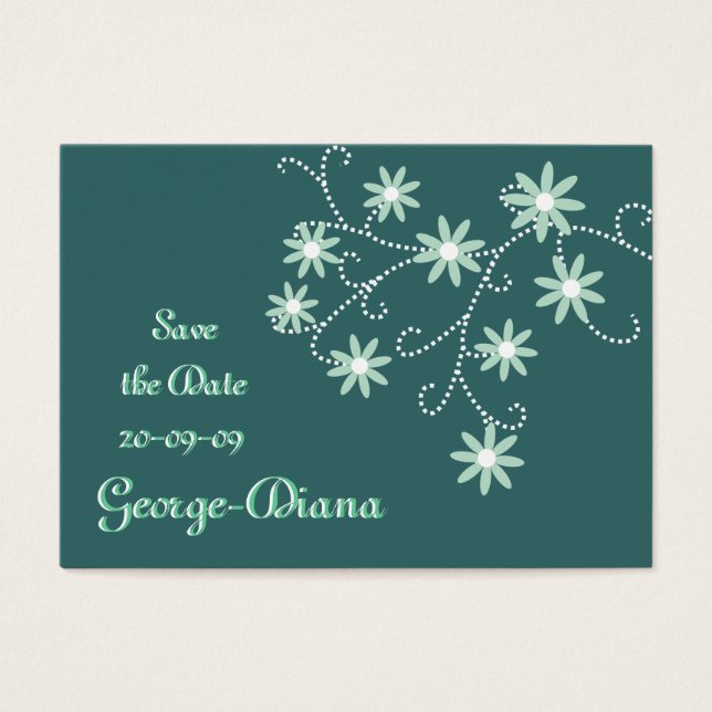 Mint Green Daisies Affordable Save the Date Cards (Front)