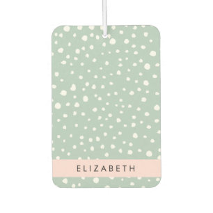 Mint Green Dalmatian Dots, Spots, Your Name Car Air Freshener