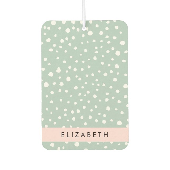 Mint Green Dalmatian Dots, Spots, Your Name Car Air Freshener (Front)