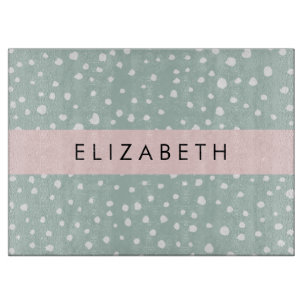 Mint Green Dalmatian Dots, Spots, Your Name Cutting Board