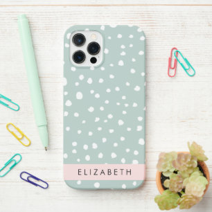 Mint Green Dalmatian Dots, Spots, Your Name iPhone 12 Pro Case