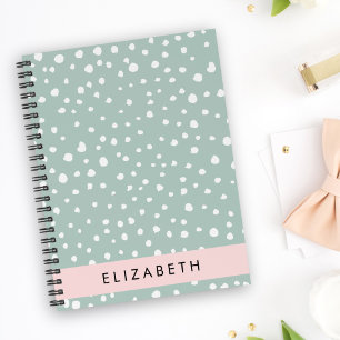 Mint Green Dalmatian Dots, Spots, Your Name Planner