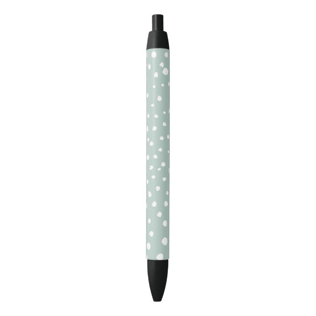 Mint Green Dalmatian Spots, Dalmatian Dots, Dotted Black Ink Pen (Front Vertical)