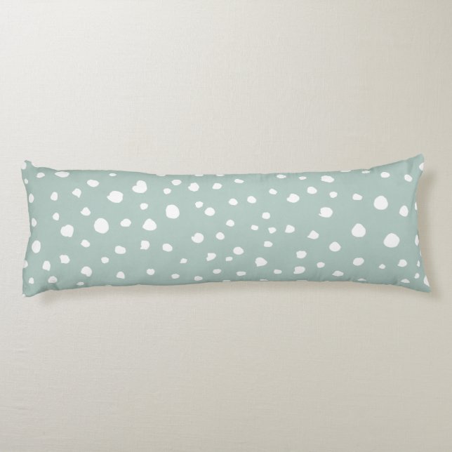 Mint Green Dalmatian Spots, Dalmatian Dots, Dotted Body Cushion (Back)