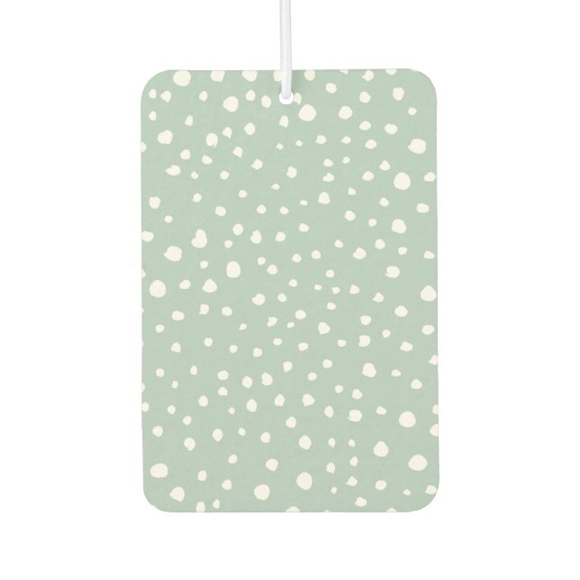 Mint Green Dalmatian Spots, Dalmatian Dots, Dotted Car Air Freshener (Front)