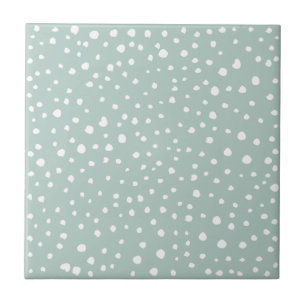 Mint Green Dalmatian Spots, Dalmatian Dots, Dotted Ceramic Tile