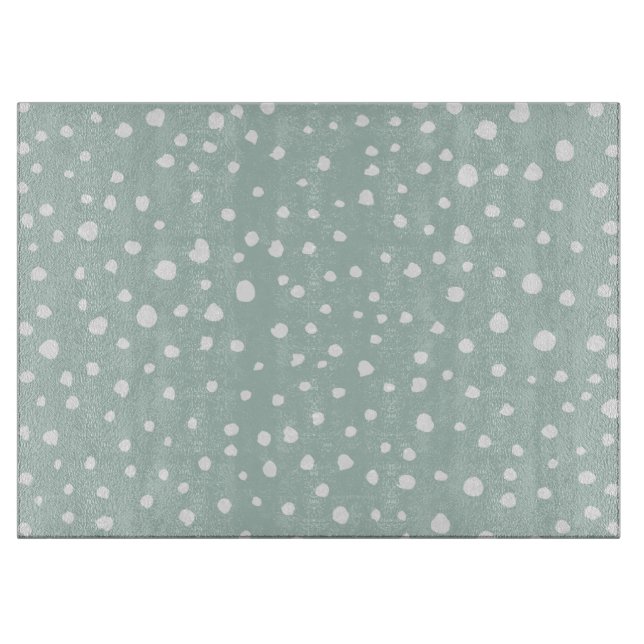 Mint Green Dalmatian Spots, Dalmatian Dots, Dotted Cutting Board (Front)