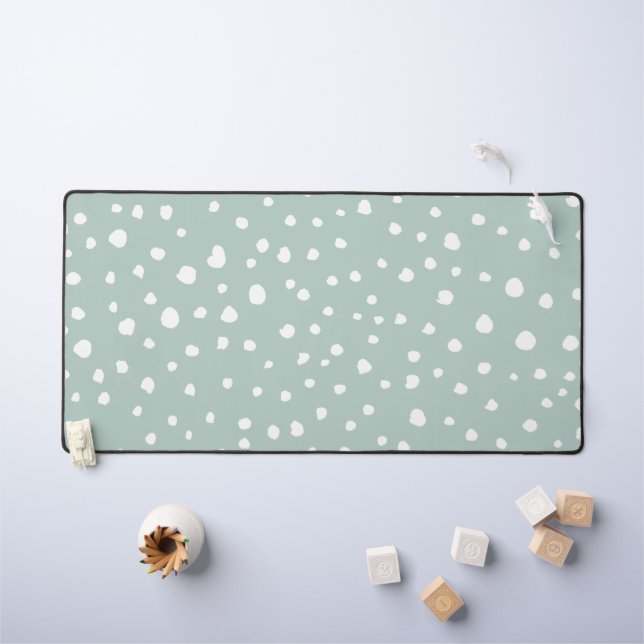 Mint Green Dalmatian Spots, Dalmatian Dots, Dotted Desk Mat (Kids Table)