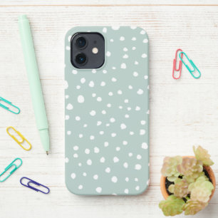 Mint Green Dalmatian Spots, Dalmatian Dots, Dotted iPhone 12 Case