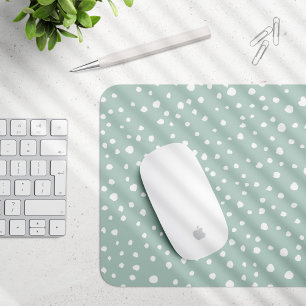 Mint Green Dalmatian Spots, Dalmatian Dots, Dotted Mouse Pad