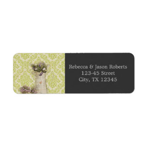 mint green damask floral lavender country wedding return address label