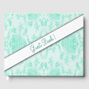 Mint Green Damask  Guest Book