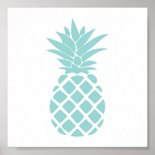 Mint Green Decorative Pineapple Shape Poster