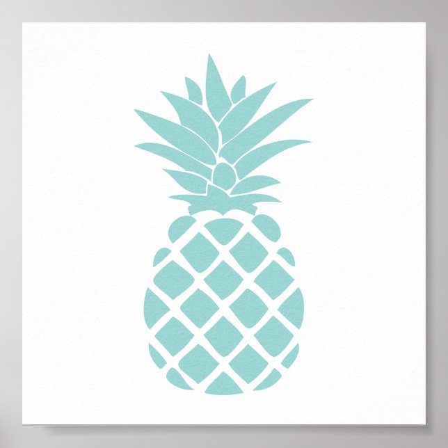 Mint Green Decorative Pineapple Shape Poster (Front)