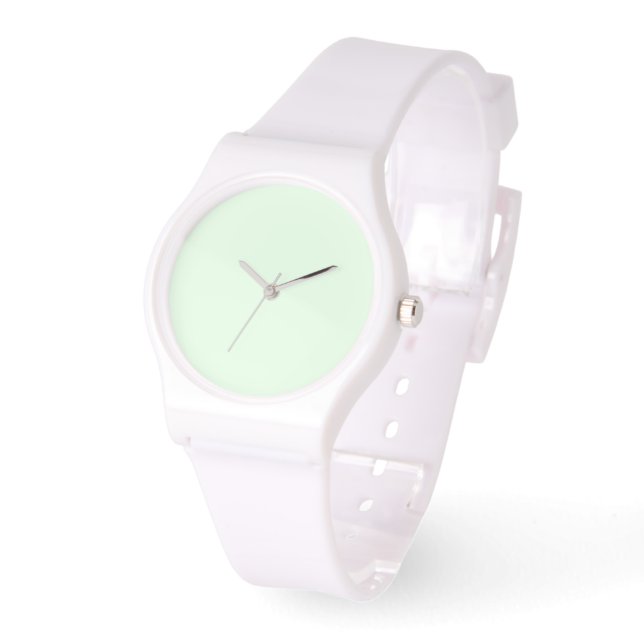 Mint Green Dial White Silicone Watch (Angle)