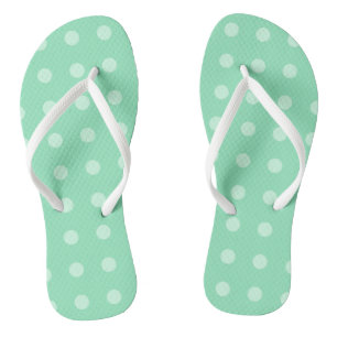 Mint Green Dots Trendy Template Rustic Design Thongs