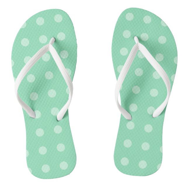 Mint Green Dots Trendy Template Rustic Design Thongs (Footbed)
