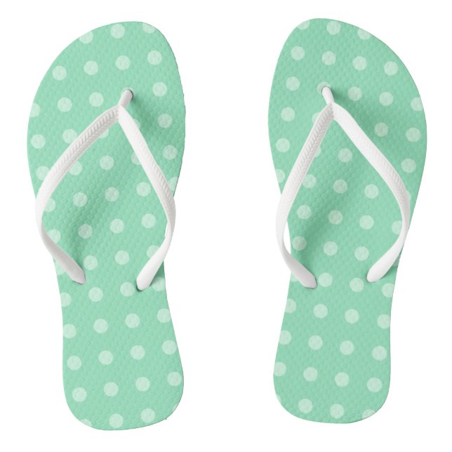 Mint Green Dotted Template Classic Design Elegant Thongs (Footbed)