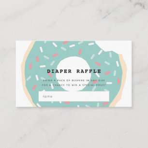 Mint Green Doughnut Baby Shower Diaper Raffle Tick Enclosure Card