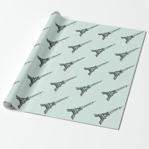 Mint Green Eiffel Tower Wrapping Paper