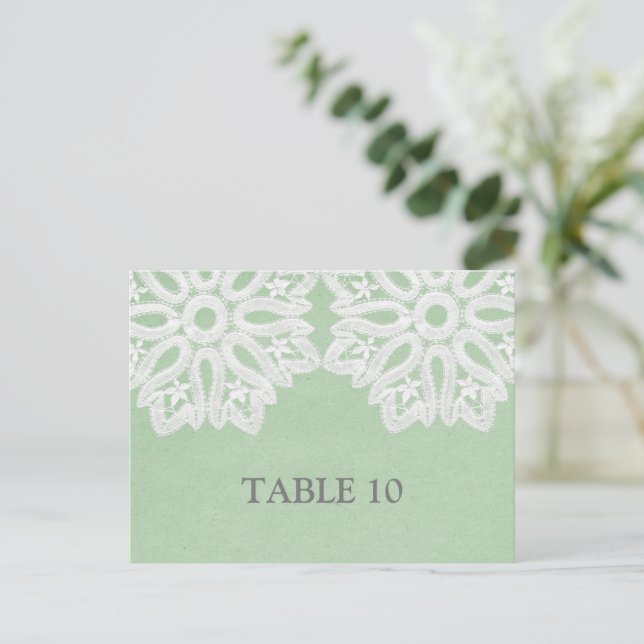 Mint Green Elegant Lace Table Number Postcard (Standing Front)