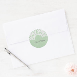 Mint Green Elegant Lace Thank You Stickers