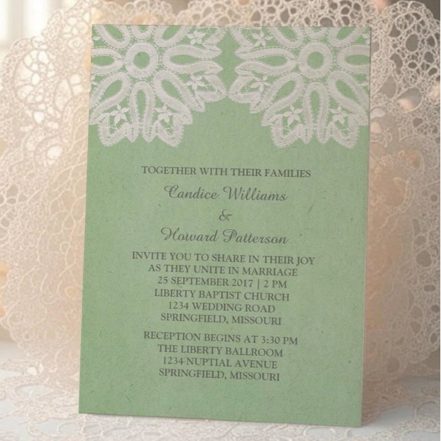 Mint Green Elegant Lace Wedding Invite (Mint Green Elegant Lace Wedding Invite)