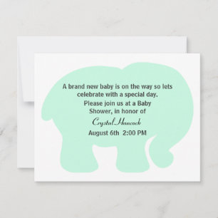 Mint Green Elephant Baby Shower Invitation