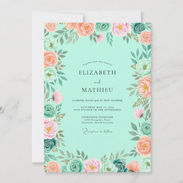 Mint Green Enchanting Spring Wedding Invitation (Front)