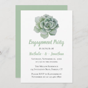 Mint Green Engagement Party Floral Succulent Invitation