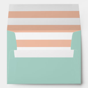 Mint Green Envelope With Peach and White Stripes
