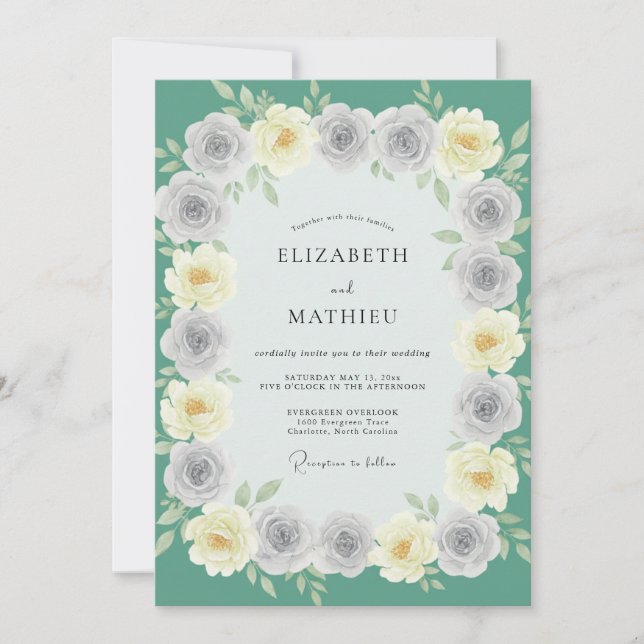 Mint Green Ethereal Blossom Wedding Invitation (Front)