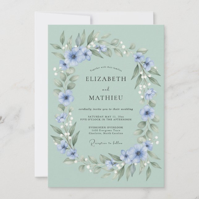 Mint Green Ethereal Meadow Wedding Invitation (Front)