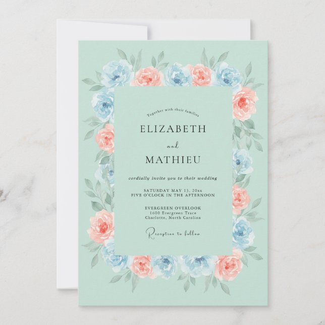 Mint Green Ethereal Summer Wedding Invitation (Front)