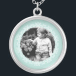 Mint Green Fancy Frame Custom Photo Silver Plated Necklace<br><div class="desc">Elegant and simple photo frame design.</div>