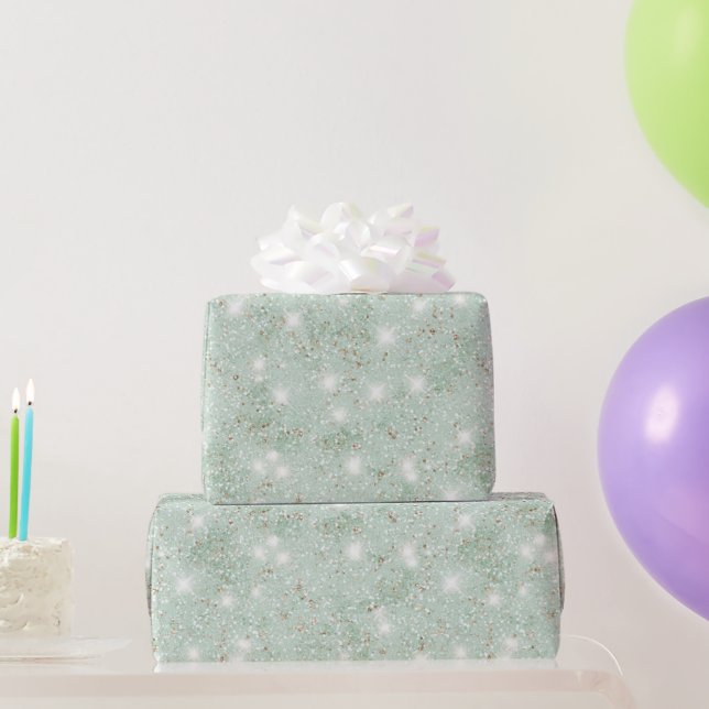 Mint Green Faux Glitter Birthday Wrapping Paper (Party Gifts)