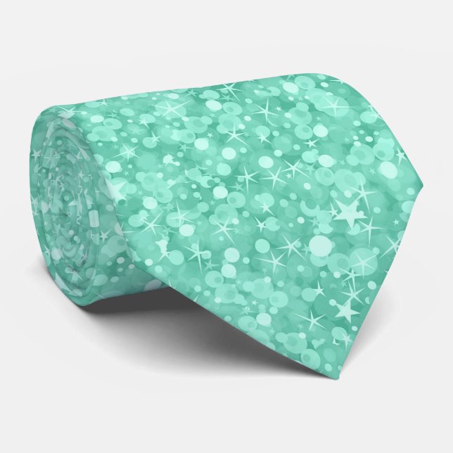 Mint-Green Faux Glitter & Sparkles Tie (Rolled)