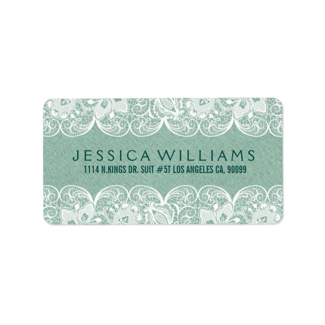 Mint-Green Faux Line White Floral Lace Label (Front)