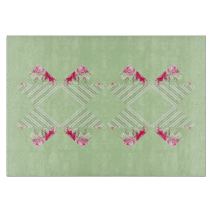 Mint Green Faux Patchwork Glass Cutting Boards