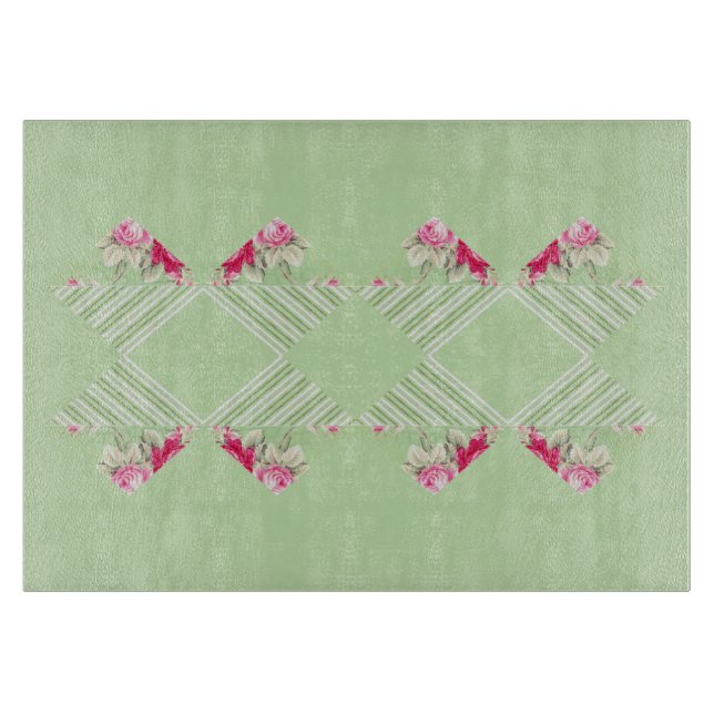 Mint Green Faux Patchwork Glass Cutting Boards (Front)