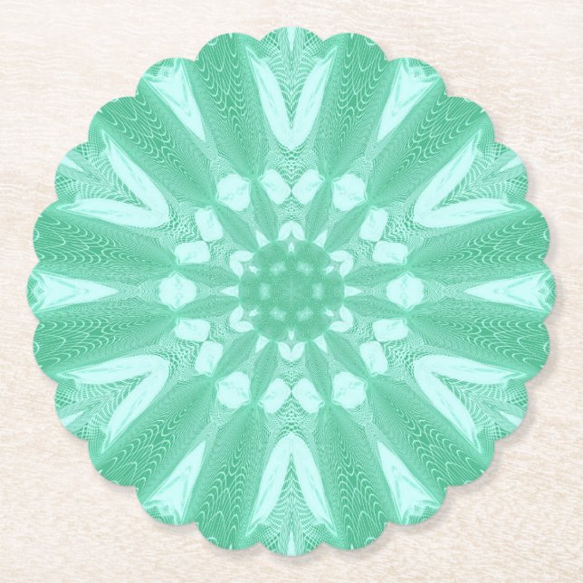Mint Green Faux Tulle Design Paper Coaster (Front)