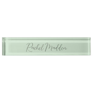 Mint Green Feminine Minimalist Script Custom Name Nameplate