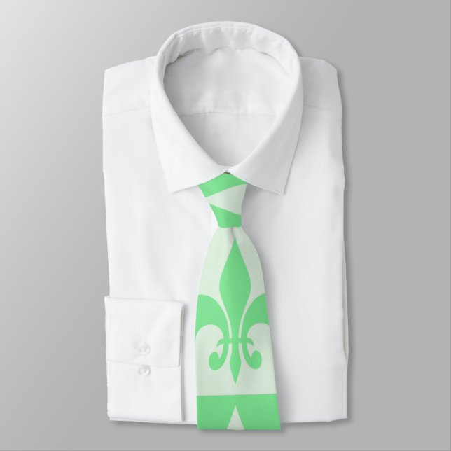 Mint Green Fleur de lis Tie (Tied)