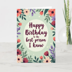 Mint Green Floral Birthday Card
