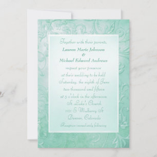 Mint Green Floral Border Invitation