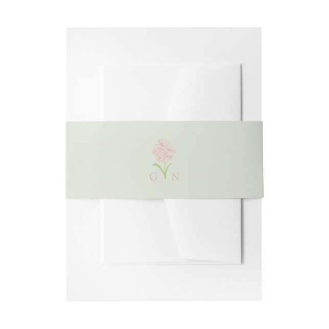 Mint Green | Floral Couple Monogrammed Wedding Invitation Belly Band (Front Example)