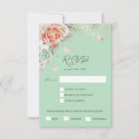 Mint Green & Floral Menu Choice Response Card